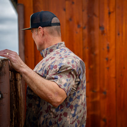 Premium Series Camo Short Sleeve Fishing Shirt - Clay