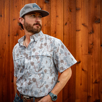 Premium Series Camo Short Sleeve Fishing Shirt - Glacial