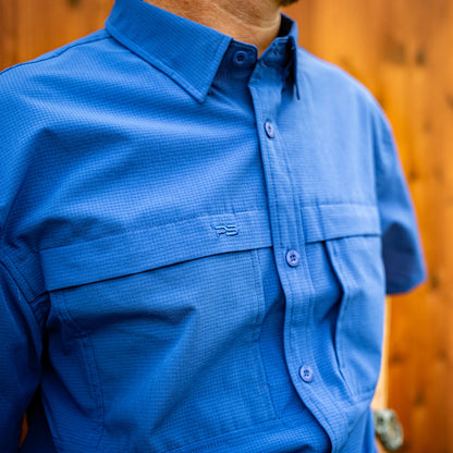 Premium Series Short Sleeve Fishing Shirt - Ocean Blue