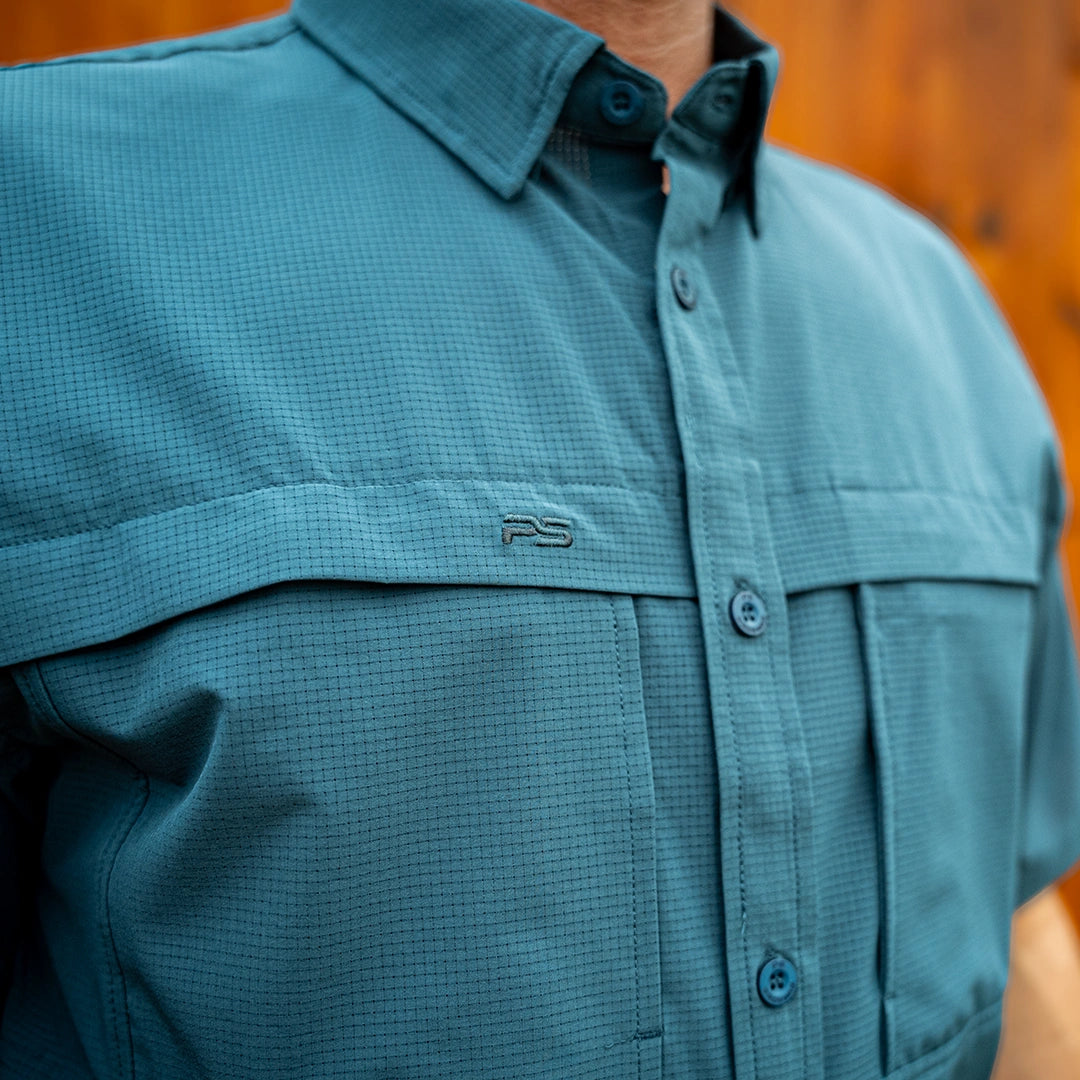Premium Series Short Sleeve Fishing Shirt - Reef Blue