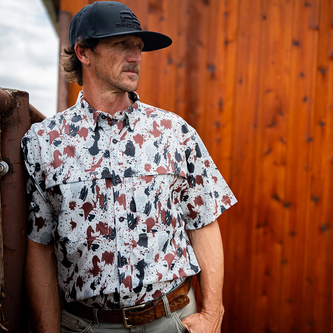 Premium Series Camo Short Sleeve Fishing Shirt - Tundra