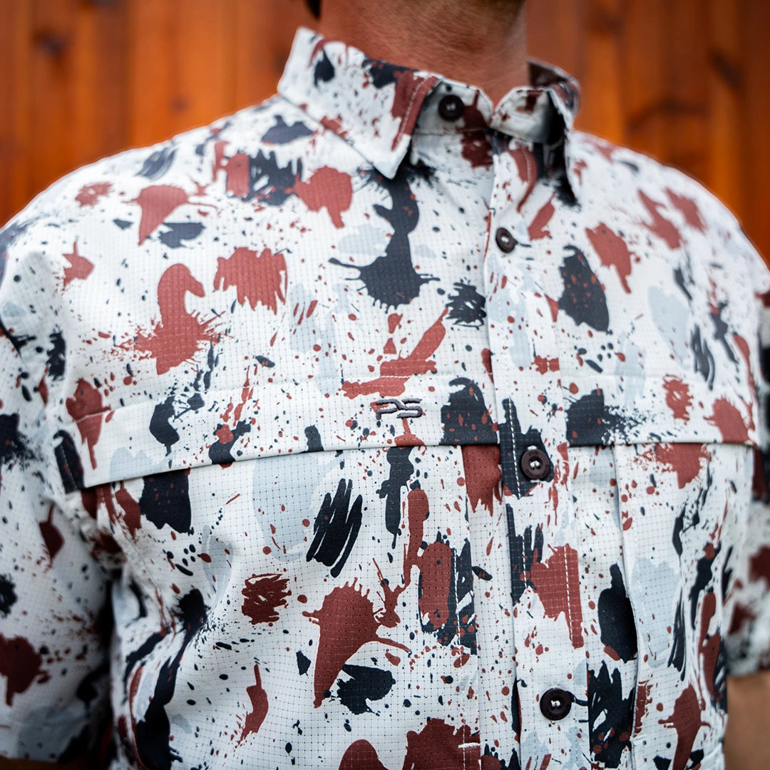 Premium Series Camo Short Sleeve Fishing Shirt - Tundra