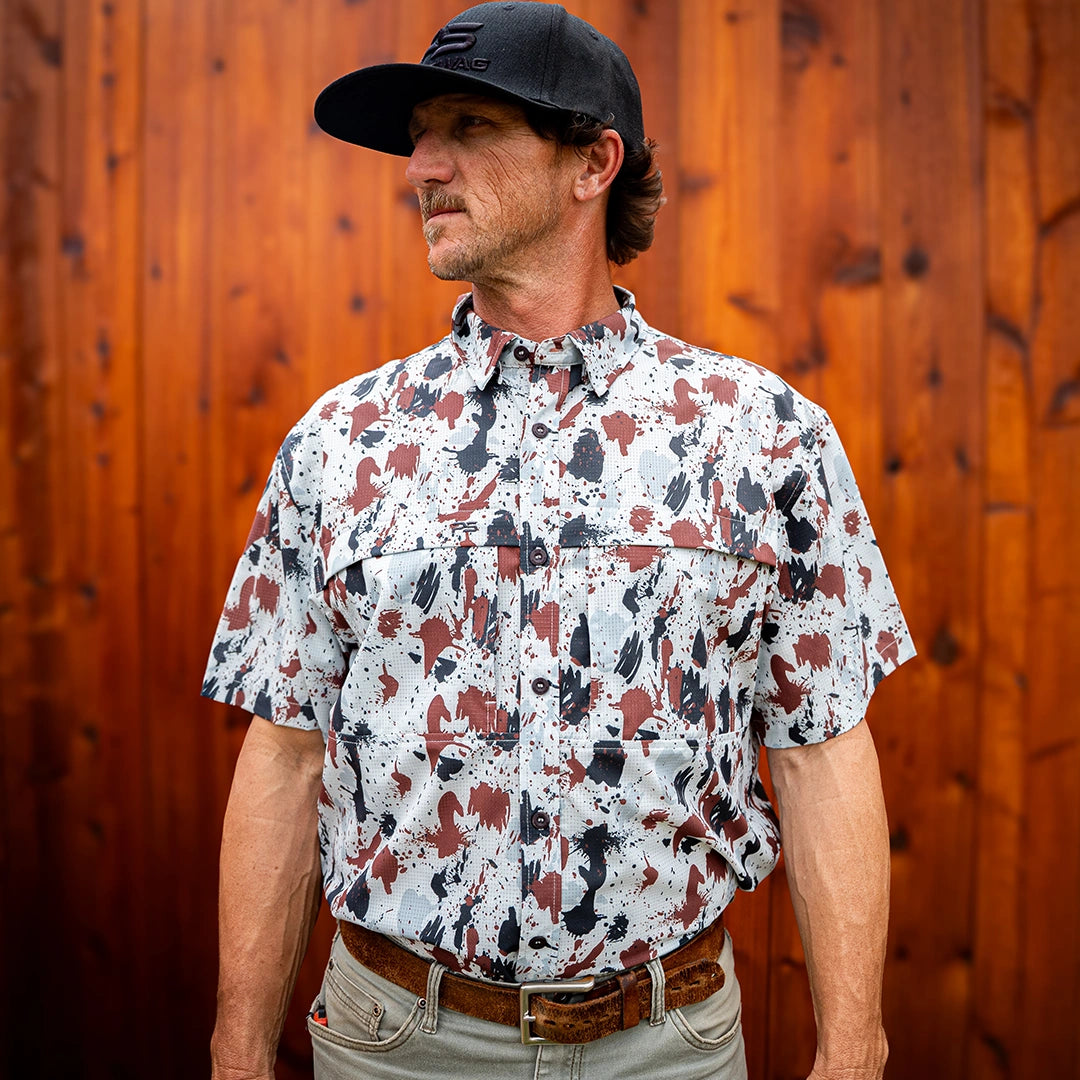 Premium Series Camo Short Sleeve Fishing Shirt - Tundra