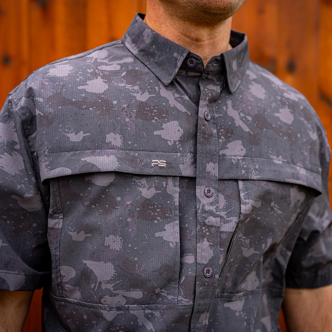 Premium Series Camo Short Sleeve Fishing Shirt - Volcanic