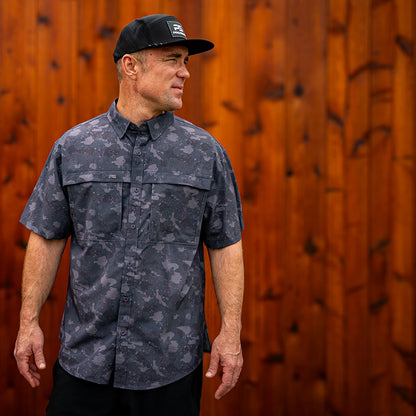 Premium Series Camo Short Sleeve Fishing Shirt - Volcanic