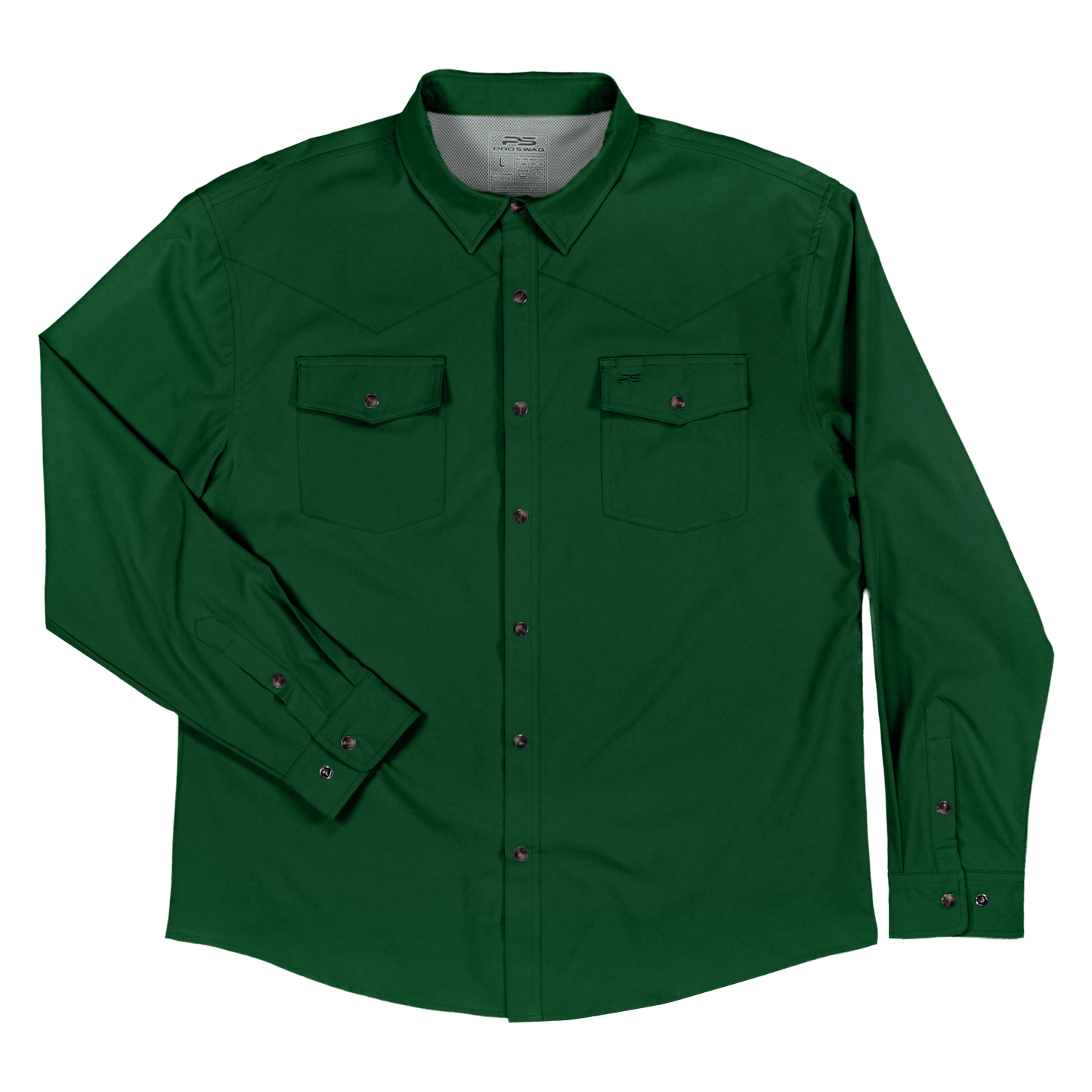 Long Sleeve Premium Western Pearl Snap Flex Shirt - Brunswick Green
