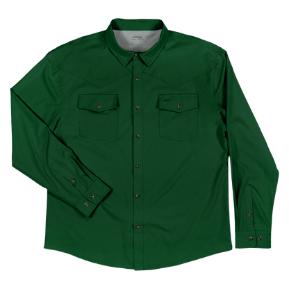 Long Sleeve Premium Western Pearl Snap Flex Shirt - Brunswick Green