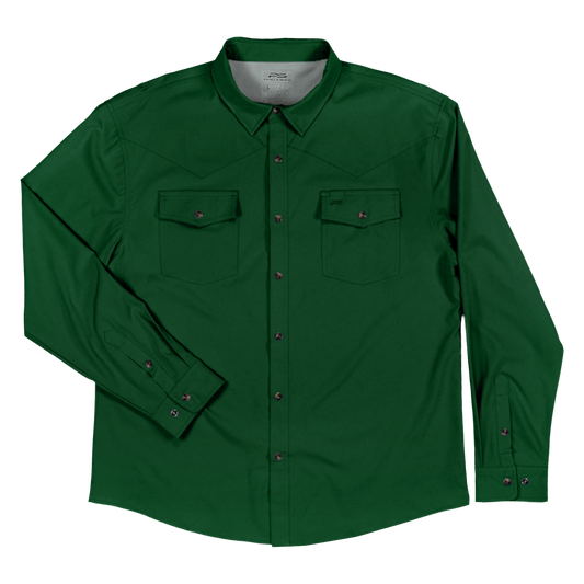 Long Sleeve Premium Western Pearl Snap Flex Shirt - Brunswick Green