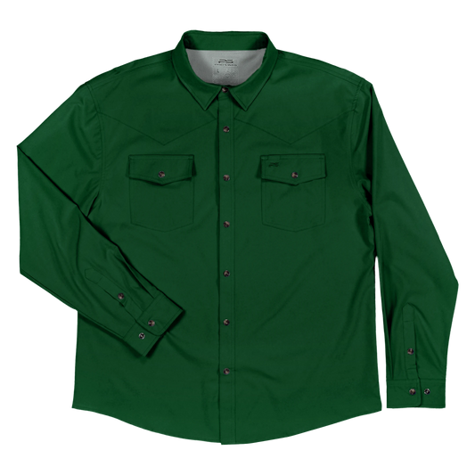 Long Sleeve Premium Western Pearl Snap Flex Shirt - Brunswick Green