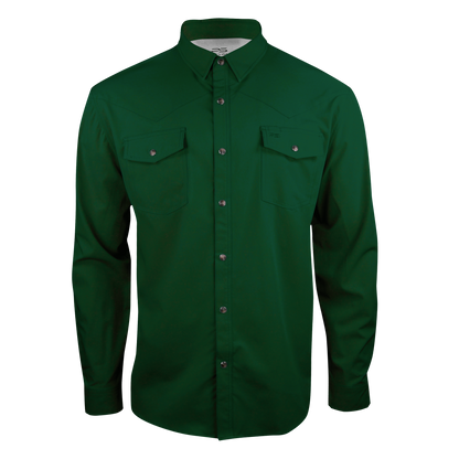 Long Sleeve Premium Western Pearl Snap Flex Shirt - Brunswick Green