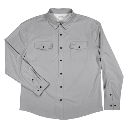 Long Sleeve Western Pearl Snap Flex Shirt - Gray