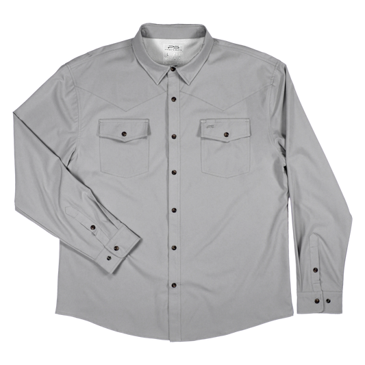 Long Sleeve Premium Western Pearl Snap Flex Shirt - Gray