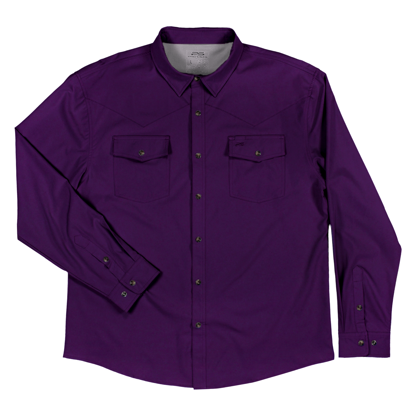 Long Sleeve Premium Western Pearl Snap Flex Shirt - Indigo Purple