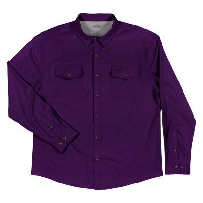 Long Sleeve Premium Western Pearl Snap Flex Shirt - Indigo Purple