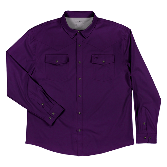 Long Sleeve Premium Western Pearl Snap Flex Shirt - Indigo Purple