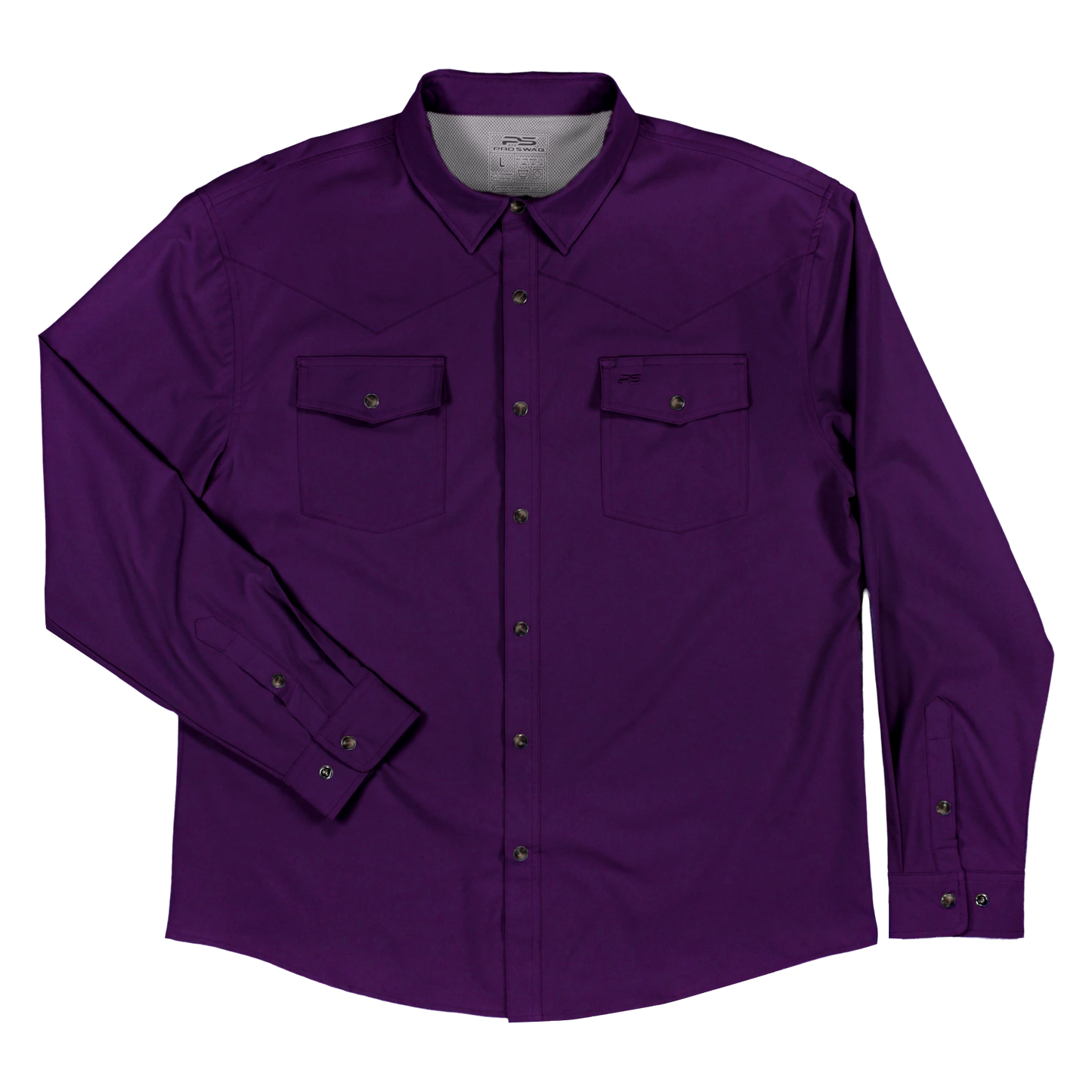 Long Sleeve Western Pearl Snap Flex Shirt - Indigo Purple