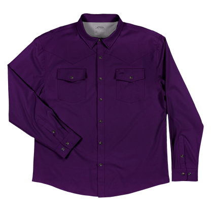 Long Sleeve Western Pearl Snap Flex Shirt - Indigo Purple