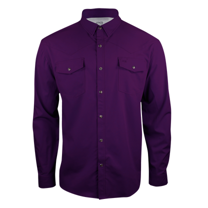 Long Sleeve Premium Western Pearl Snap Flex Shirt - Indigo Purple