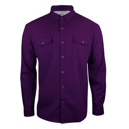 Long Sleeve Western Pearl Snap Flex Shirt - Indigo Purple