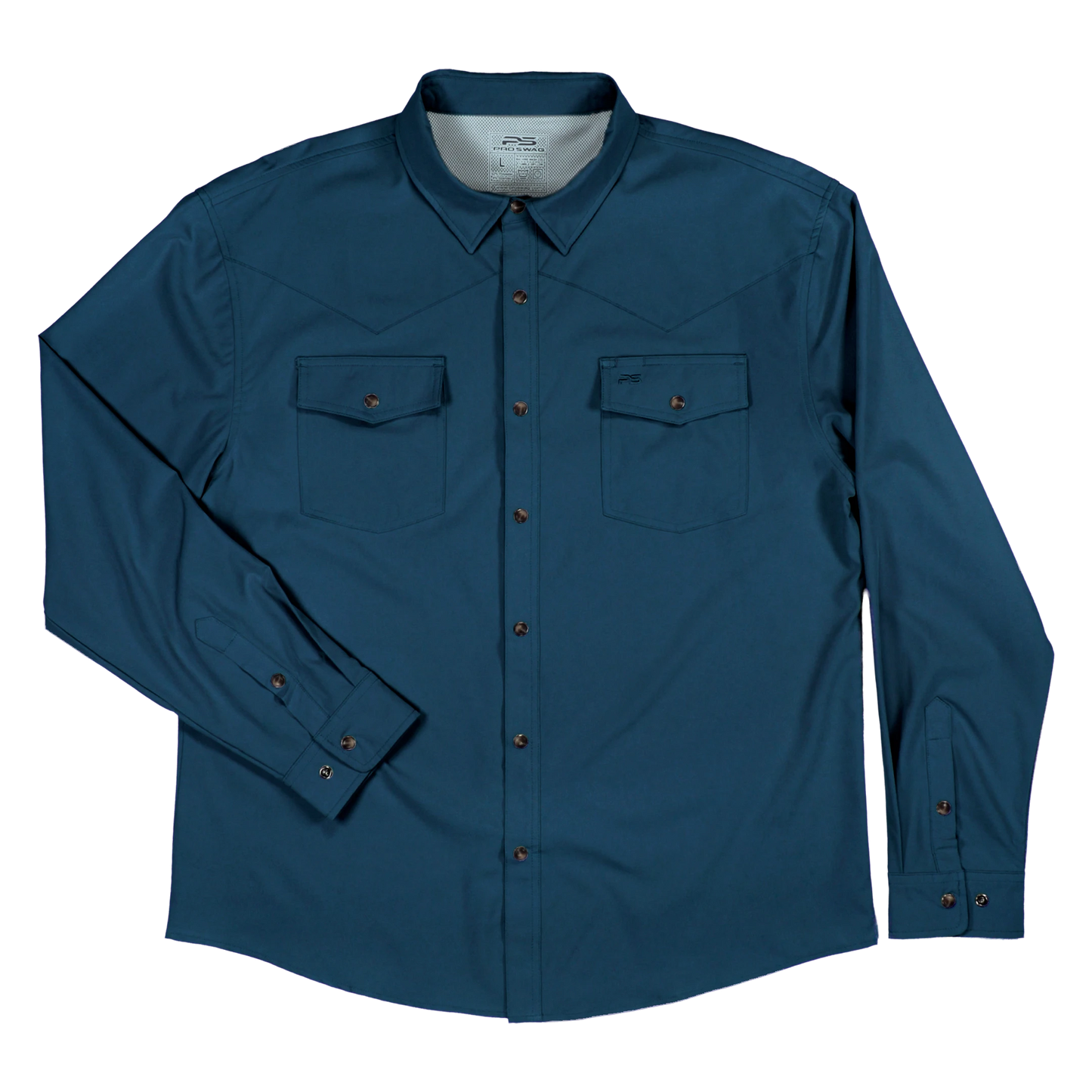Long Sleeve Western Pearl Snap Flex Shirt - Reef Blue