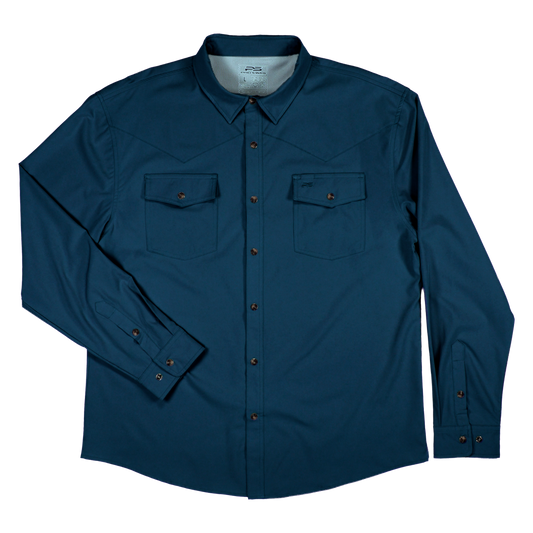 Long Sleeve Premium Western Pearl Snap Flex Shirt - Reef Blue
