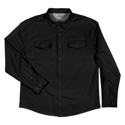 Long Sleeve Western Pearl Snap Flex Shirt - Sable Black