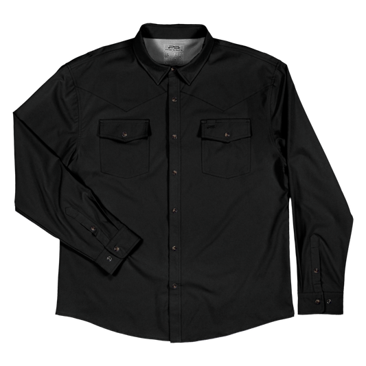 Long Sleeve Premium Western Pearl Snap Flex Shirt - Sable Black