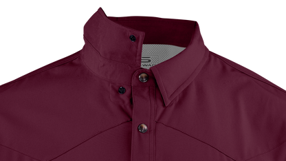 Long Sleeve Western Pearl Snap Flex Shirt - Sangria Maroon