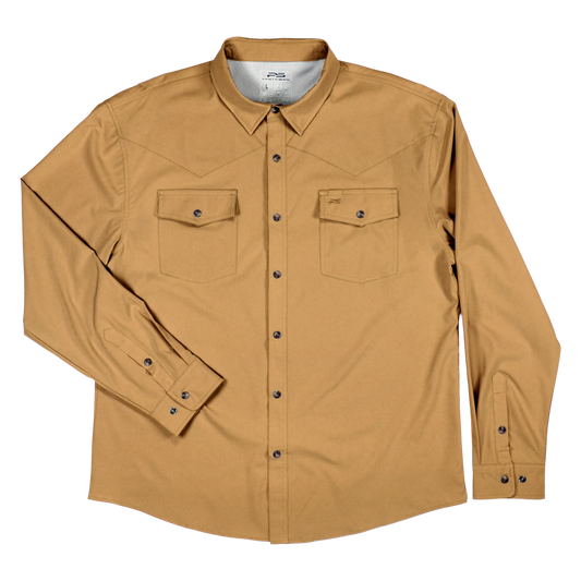 Long Sleeve Premium Western Pearl Snap Flex Shirt - Sienna Brown
