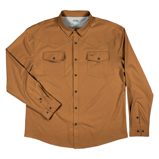 Long Sleeve Premium Western Pearl Snap Flex Shirt - Sienna Brown