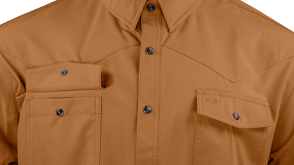Long Sleeve Western Pearl Snap Flex Shirt - Sienna Brown