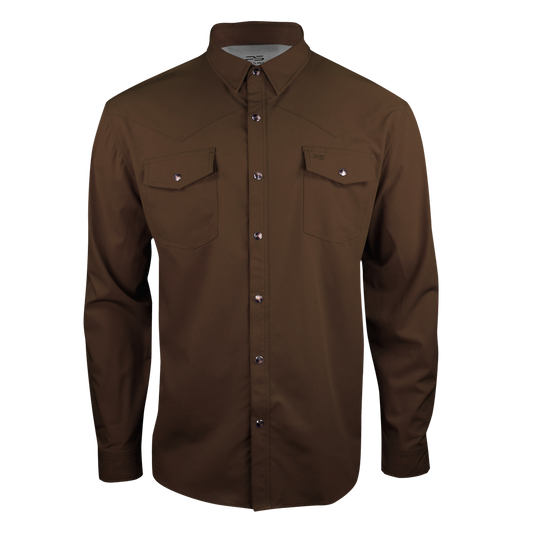 PS220LS Long Sleeve Premium Western Pearl Snap Flex Shirt-Umber
