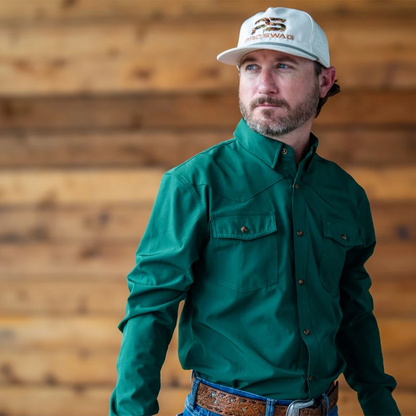 Long Sleeve Western Pearl Snap Flex Shirt - Brunswick Green