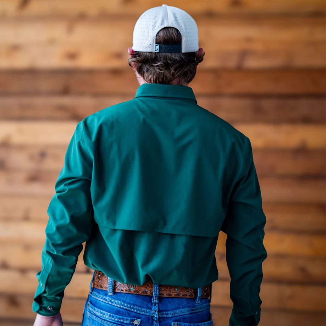 Long Sleeve Western Pearl Snap Flex Shirt - Brunswick Green