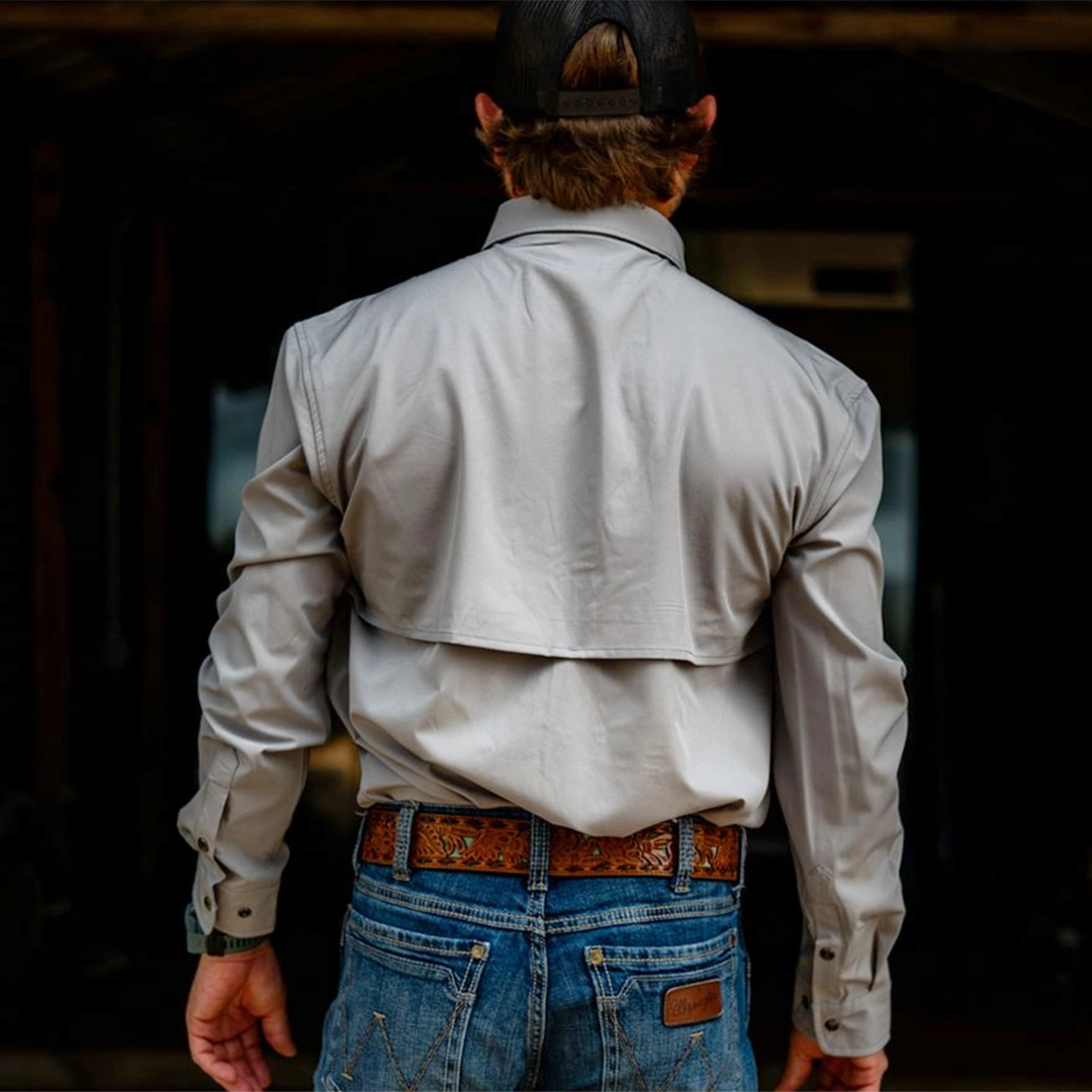 Long Sleeve Premium Western Pearl Snap Flex Shirt - Gray