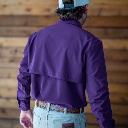 Long Sleeve Western Pearl Snap Flex Shirt - Indigo Purple