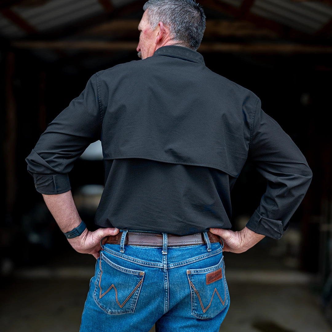 Long Sleeve Premium Western Pearl Snap Flex Shirt - Sable Black