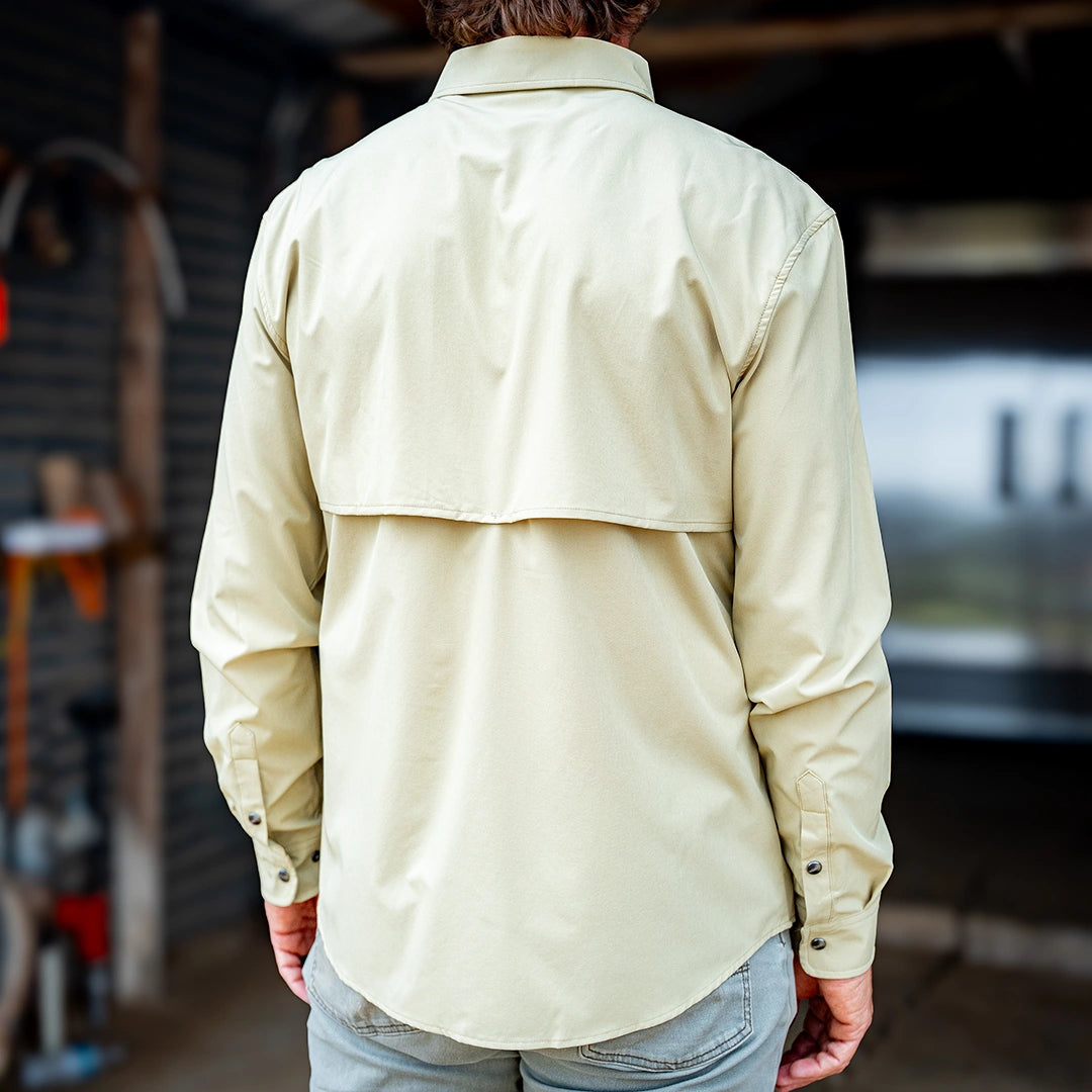 Long Sleeve Premium Western Pearl Snap Flex Shirt - Sands Tan