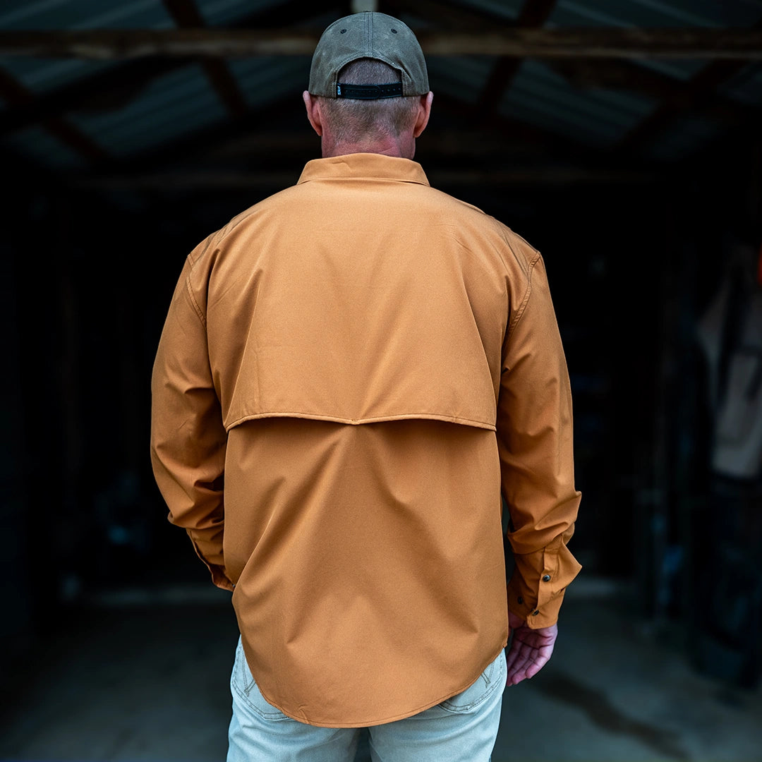Long Sleeve Premium Western Pearl Snap Flex Shirt - Sienna Brown