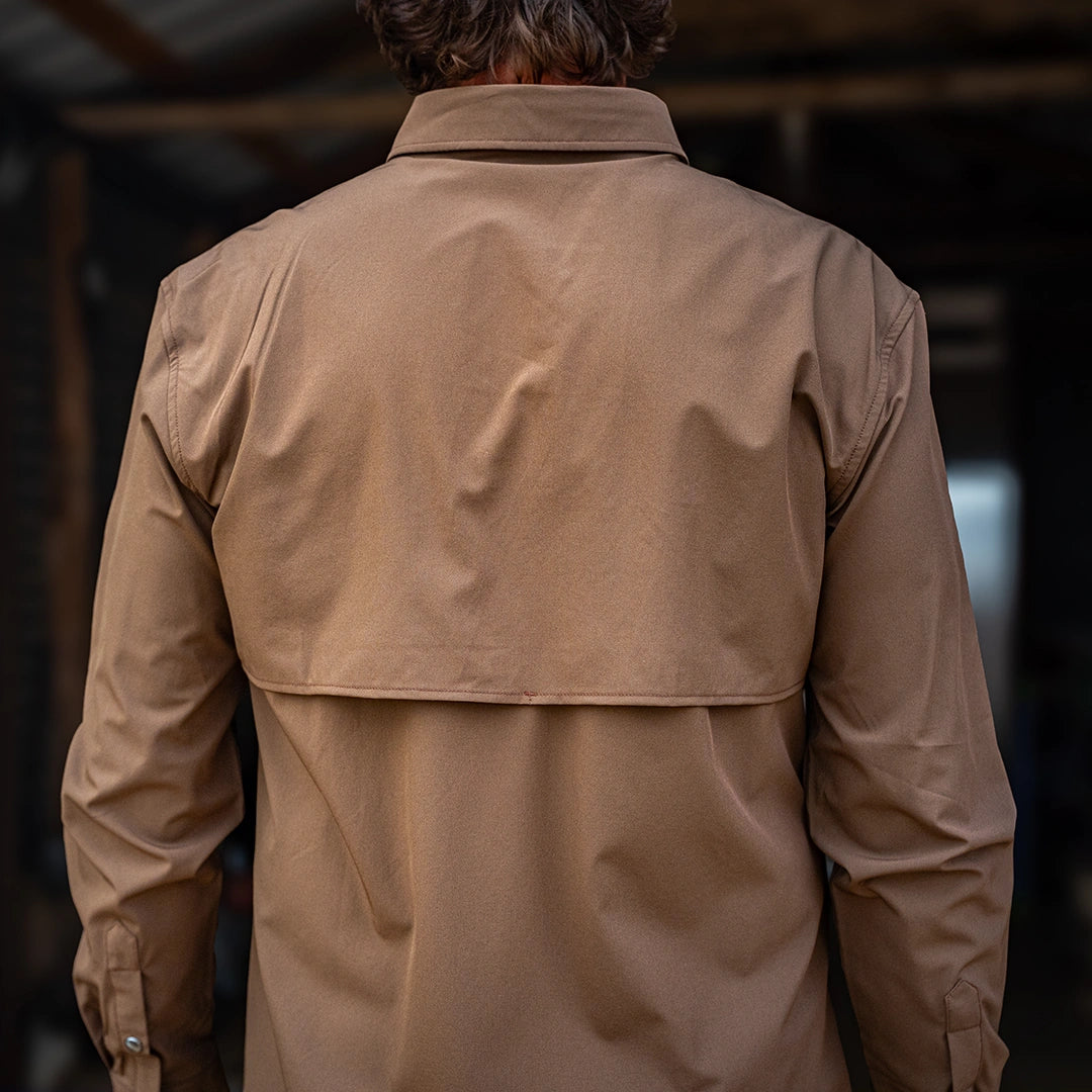 Long Sleeve Premium Western Pearl Snap Flex Shirt - Umber Brown
