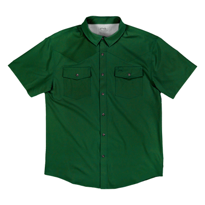 Short Sleeve Premium Western Pearl Snap Flex Shirt - Brunswick Green