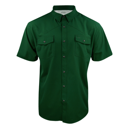 Short Sleeve Premium Western Pearl Snap Flex Shirt - Brunswick Green
