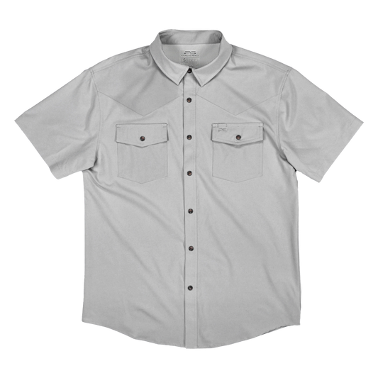 Short Sleeve Premium Western Pearl Snap Flex Shirt - Fossil Gray