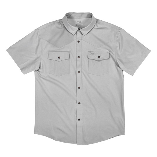 Short Sleeve Premium Western Pearl Snap Flex Shirt - Fossil Gray