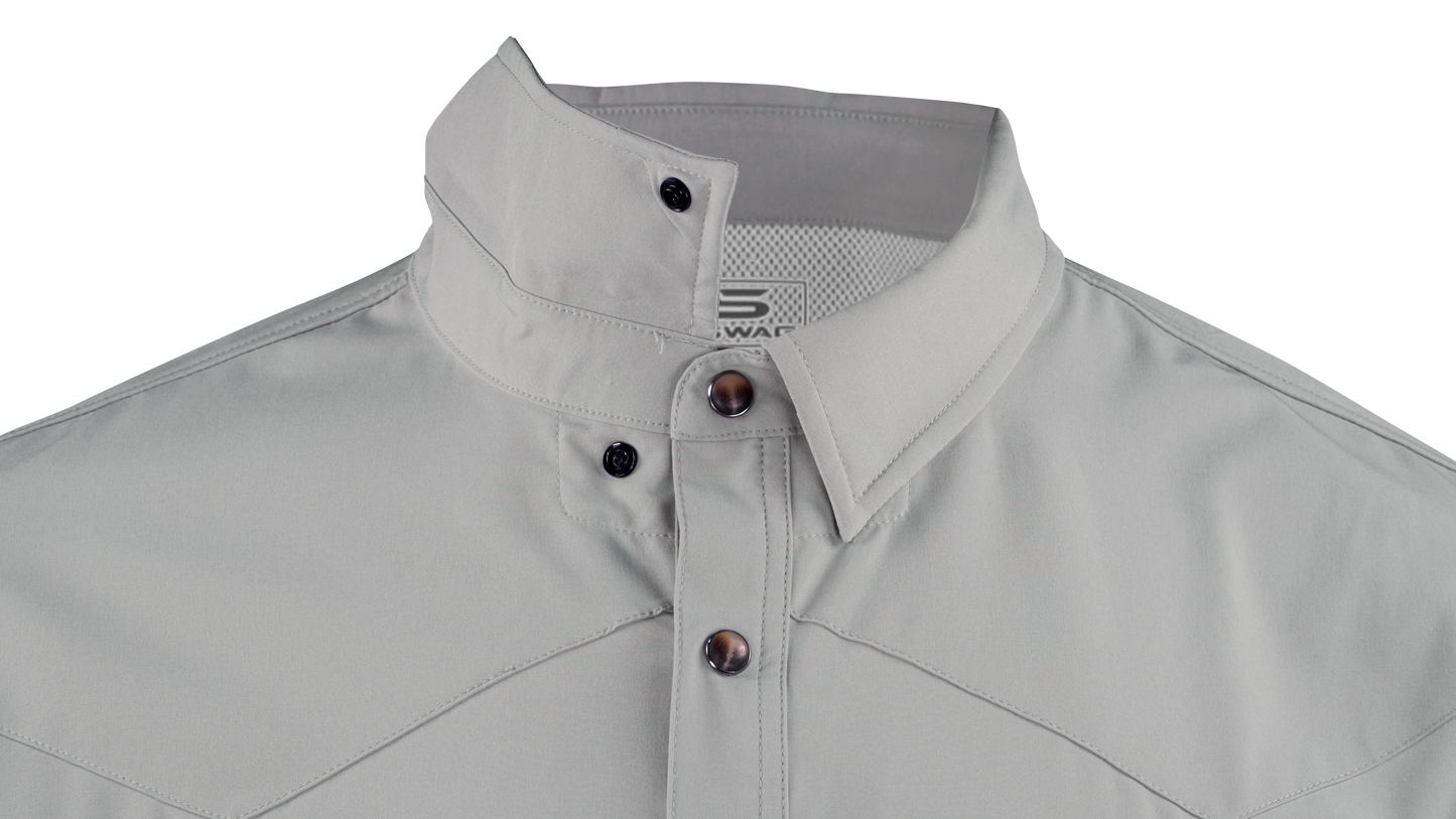 PS220SS Short Sleeve Premium Western Pearl Snap Flex Shirt-Fossil Gray