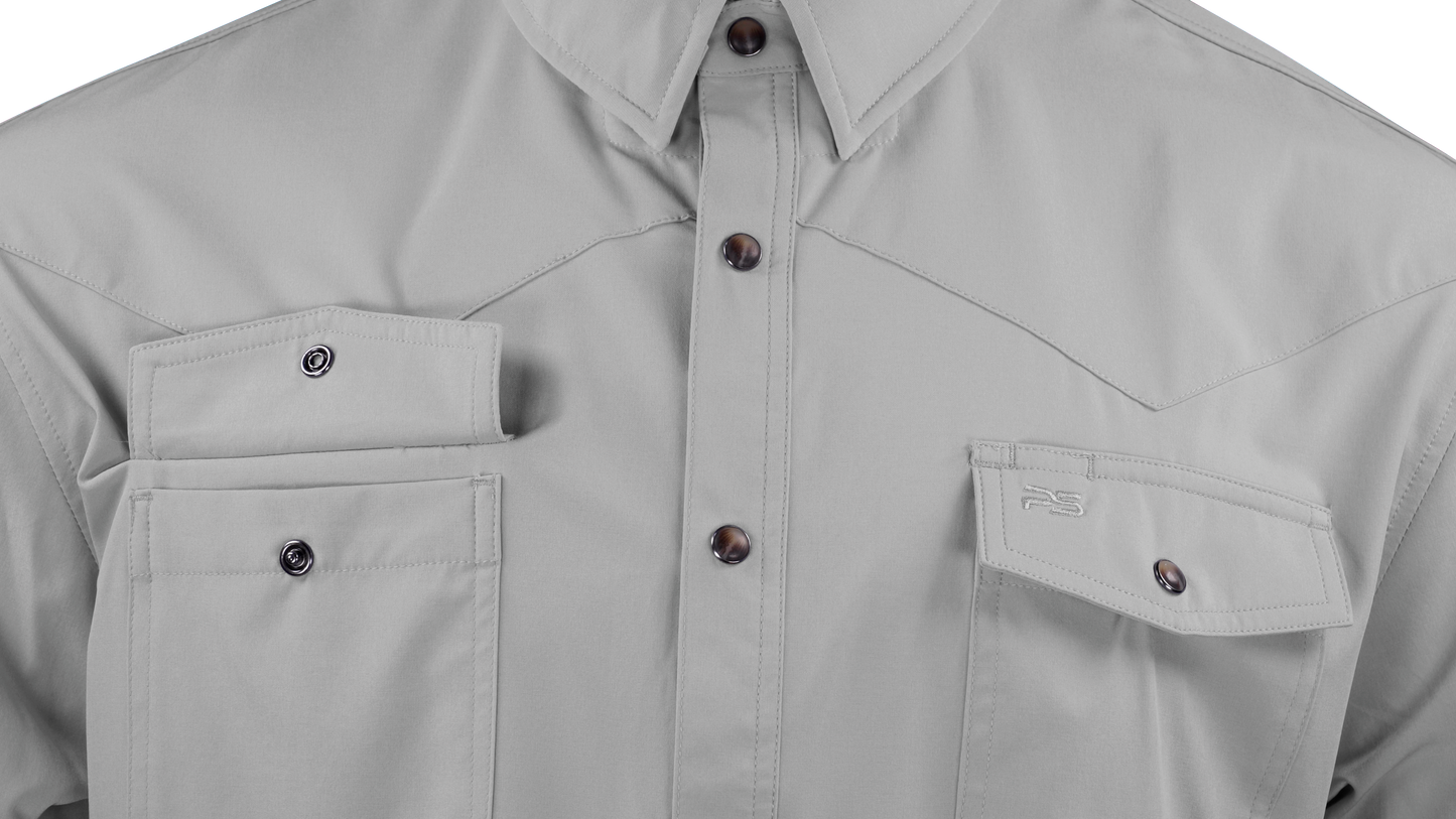 PS220LS Long Sleeve Premium Western Pearl Snap Flex Shirt-Fossil Gray