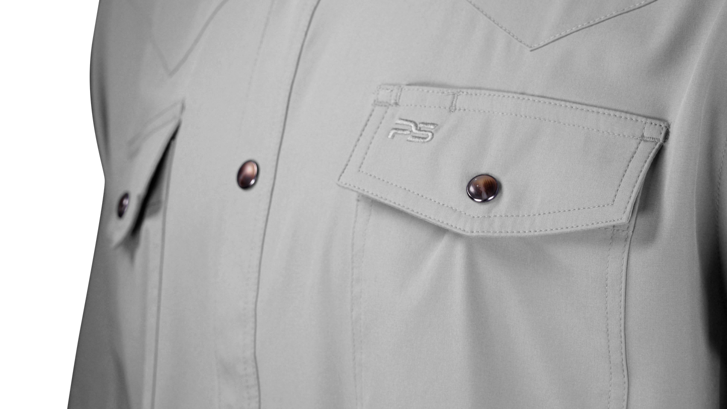 PS220LS Long Sleeve Premium Western Pearl Snap Flex Shirt-Fossil Gray
