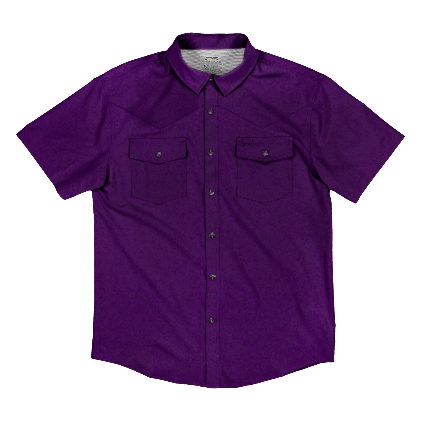 Short Sleeve Premium Western Pearl Snap Flex Shirt - Indigo Purple