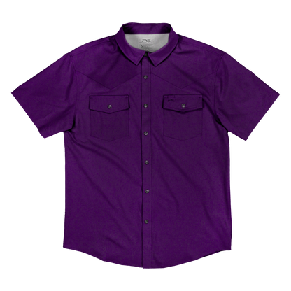 Short Sleeve Premium Western Pearl Snap Flex Shirt - Indigo Purple