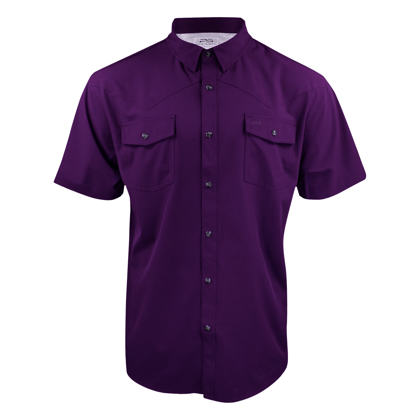 Short Sleeve Premium Western Pearl Snap Flex Shirt - Indigo Purple